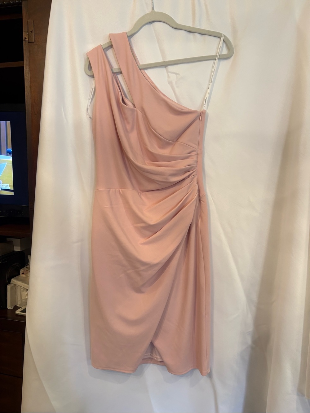 Tadashi Shoji Asymmetrical One-Shoulder Pink Cocktail Dress